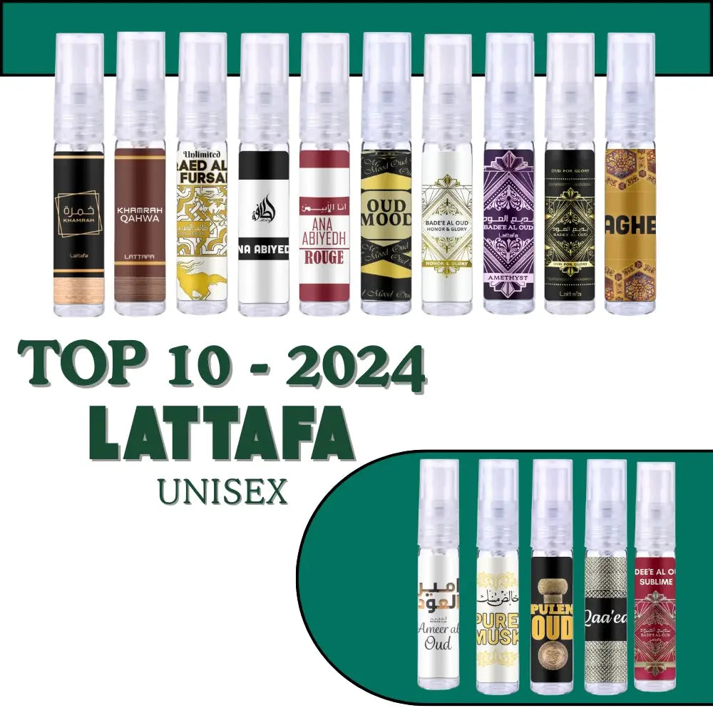 Lattafa Top 10 Unisex Sample Set 2024 - Islamboekhandel.nl