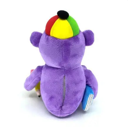 Paars pluchen beer met regenboogkleurige hoed uit learn arabic with zaky speelgoed klein formaat