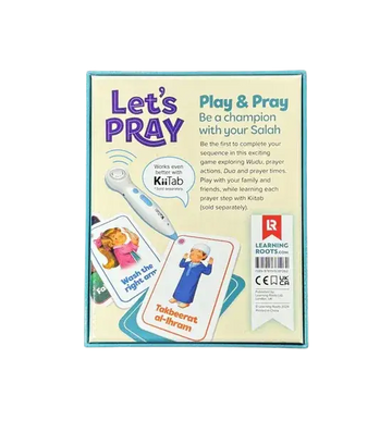 Let’s pray the fun salah game doos met geïllustreerde gebedskaarten en een wit elektronisch leerhulpmiddel