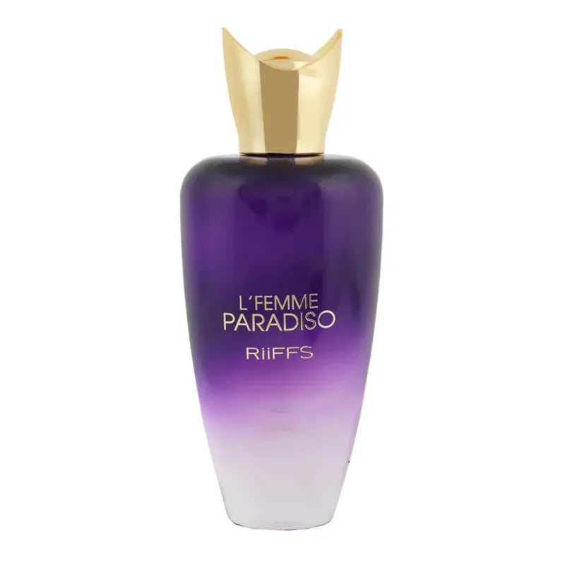 L’femme Paradiso parfumfles met paars-wit ombré en gouden dop