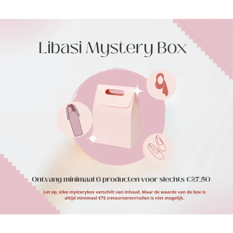 Roze libasi mystery box met handvat en subtiele glinsterende accenten voor verrassingsgeschenken