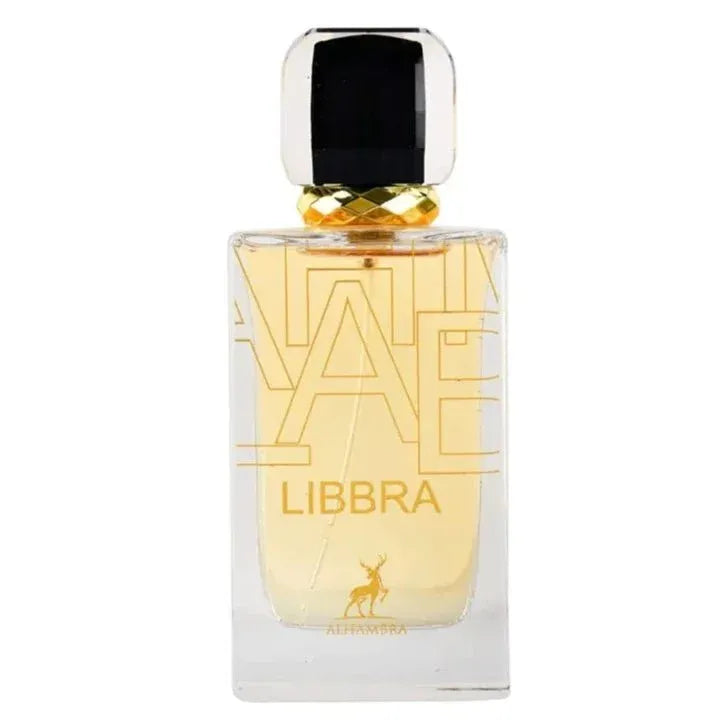 Glazen parfumfles met gele geur van het arabische merk Maison Libra