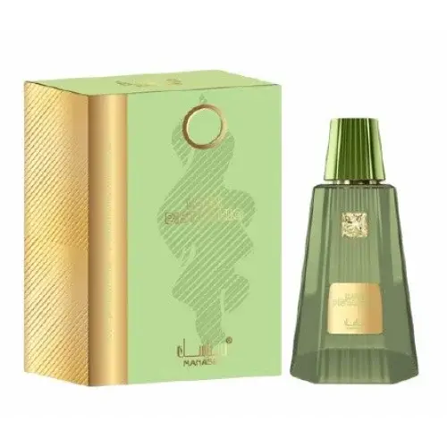 Emerald groene glazen parfumfles met geribbelde structuur en goudkleurige dop voor lush pistachio edp 100 ml