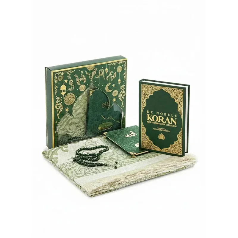 Luxe cadeauset (koran nederlands, gebedskleed, Yasin boekje en tasbih) - Islamboekhandel.nl