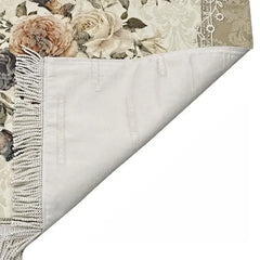 Luxe gebedskleed bloempatroon -creme/groen - Islamboekhandel.nl