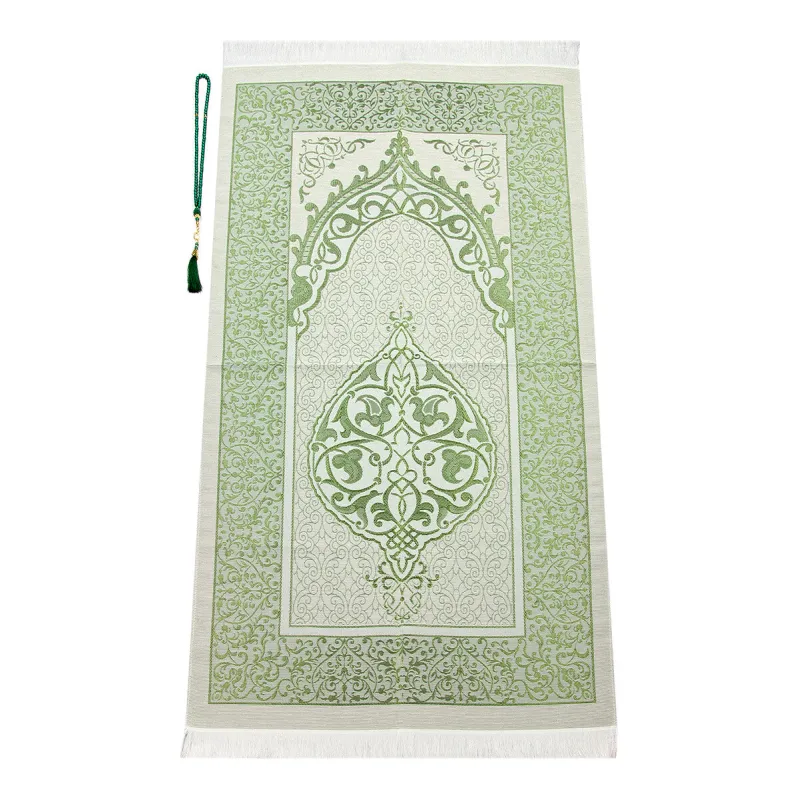 Luxe Kaaba cadeauset met groen/witte gebedskleed tasbih