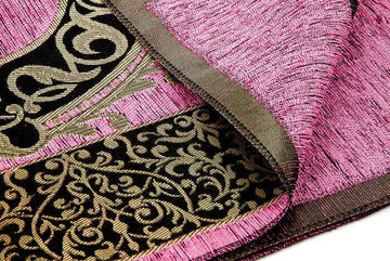Luxe Ottomaanse Chenille Gebedskleed + tasbih -Fuchsia - Islamboekhandel.nl