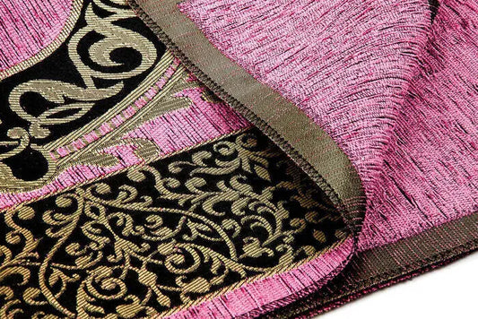 Luxe Ottomaanse Chenille Gebedskleed + tasbih -Fuchsia - Islamboekhandel.nl