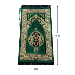 Luxe Ottomaanse Chenille Gebedskleed + tasbih -Groen