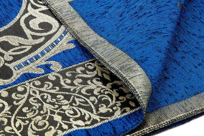 Luxe Ottomaanse Chenille Gebedskleed + tasbih -Marineblauw - Islamboekhandel.nl