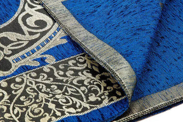 Luxe Ottomaanse Chenille Gebedskleed + tasbih -Marineblauw - Islamboekhandel.nl