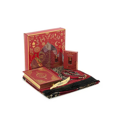 Luxe rode cadeauset met een engels/arabische koran en parfum - Islamboekhandel.nl