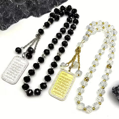 Luxe Zwarte Tasbih / Auto Hanger met Ayat al-Kursi
