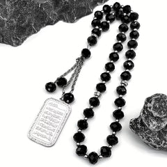 Luxe Zwarte Tasbih / Auto Hanger met Ayat al-Kursi