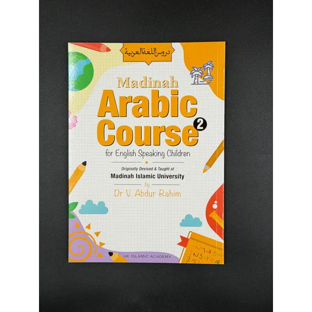 Kleurrijk kinderleesboek Madinah Arabic Course 2 met speelse illustraties