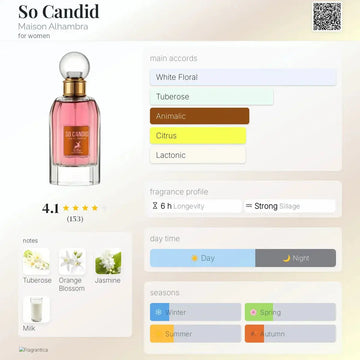 Een heldere glazen body mist fles met een goudkleurige dop, roze vloeistof, so candid van maison alhambra voor vrouwen