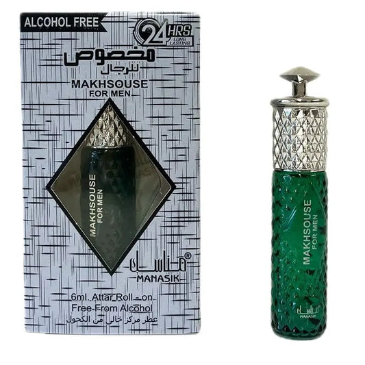 Emerald groene geribbelde glazen rollerball parfumfles met zilveren diamantpatroon dop makhsouse parfumolie voor mannen van manasik