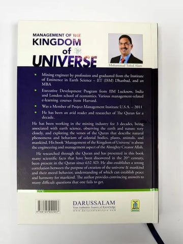 De achterkant van het boek management of the kingdom of universe door mohammed tofhid alam gepubliceerd door darussalam