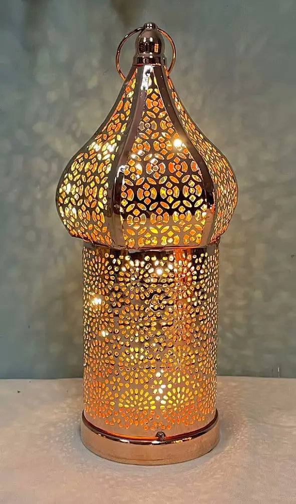 Marokkaans Lantaarn met LED licht -Rosé kleurig - Islamboekhandel.nl