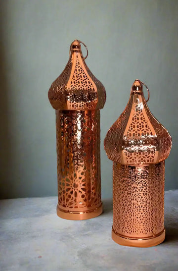 Marokkaans Lantaarn met LED licht -Rosé kleurig - Islamboekhandel.nl