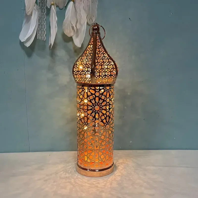 Marokkaans Lantaarn met LED licht -Rosé kleurig - Islamboekhandel.nl