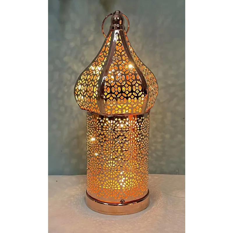 Ornate, copperkleurige LED lantaarn marokkaans van 12cm x 11cm voor sfeervolle verlichting