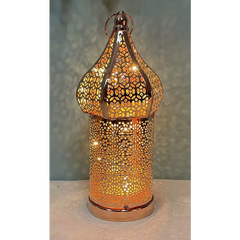 Ornate, copperkleurige LED lantaarn marokkaans van 12cm x 11cm voor sfeervolle verlichting