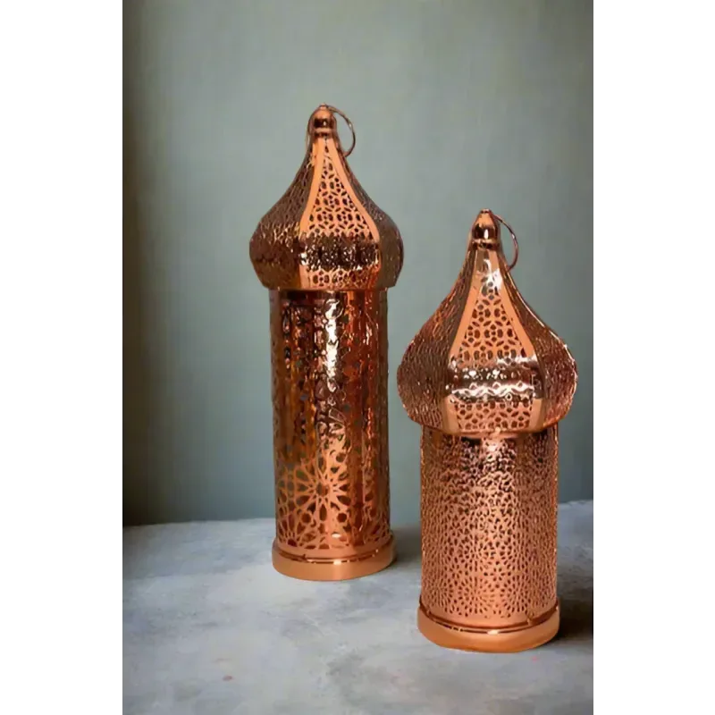 Marokkaans Lantaarn met LED licht -Rosé kleurig - Islamboekhandel.nl