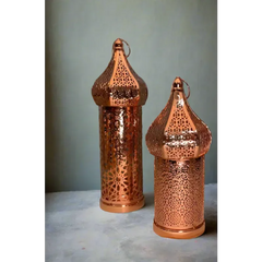 Marokkaans Lantaarn met LED licht -Rosé kleurig - Islamboekhandel.nl