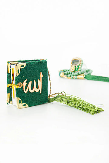 Mini Cadeauset koran/tasbih -groen - Islamboekhandel.nl