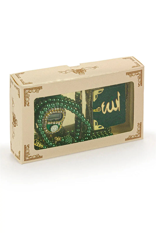 Mini Cadeauset koran/tasbih -groen - Islamboekhandel.nl