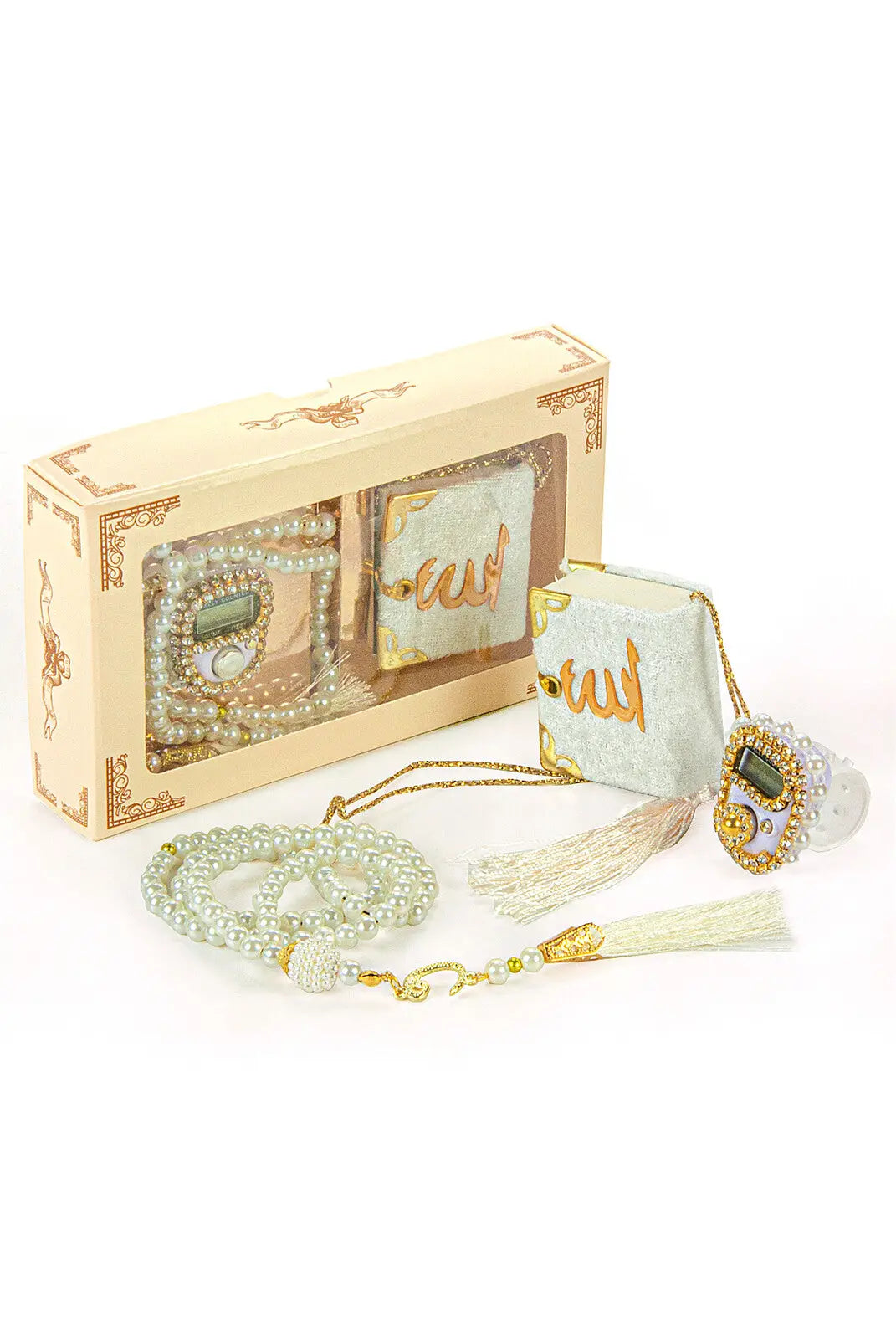 Mini Cadeauset koran/tasbih -wit - Islamboekhandel.nl