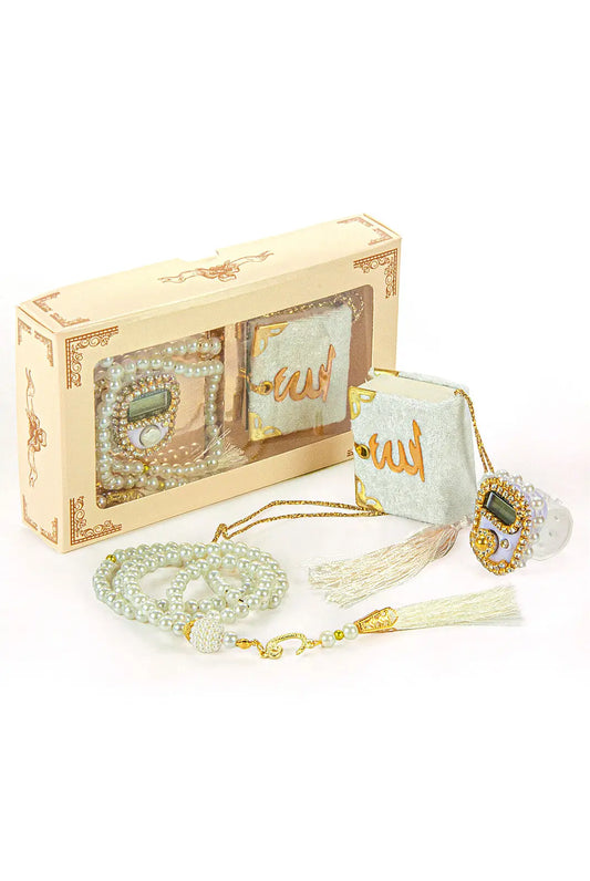 Mini Cadeauset koran/tasbih -wit - Islamboekhandel.nl
