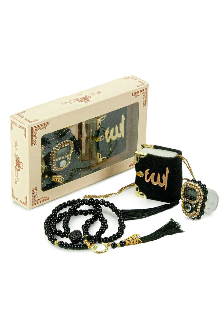 Mini Cadeauset koran/tasbih -zwart - Islamboekhandel.nl