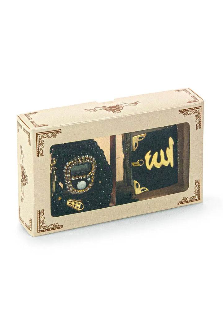 Mini Cadeauset koran/tasbih -zwart - Islamboekhandel.nl