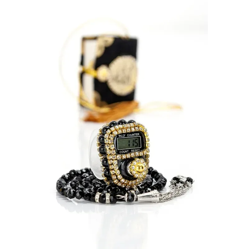 Mini Cadeauset koran/tasbih -zwart luxe - Islamboekhandel.nl