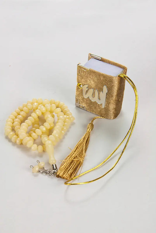 Mini cadeauset met tasbih + koran (verkrijgbaar in meerdere kleuren) - Islamboekhandel.nl