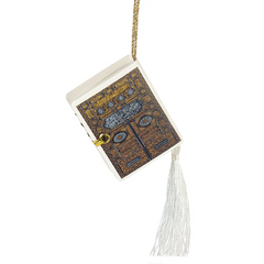 Decoratieve boekvormige ornament van Mini Koran met Kaaba deur patroon en witte tassel