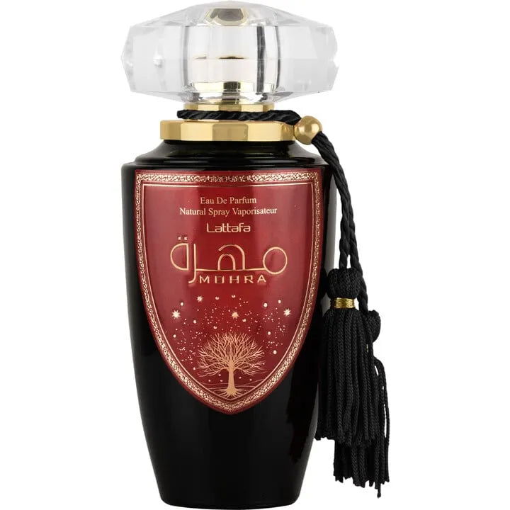 Zwart parfumfles met doorzichtige dop en tassel voor Lattafa Parfum Mohra