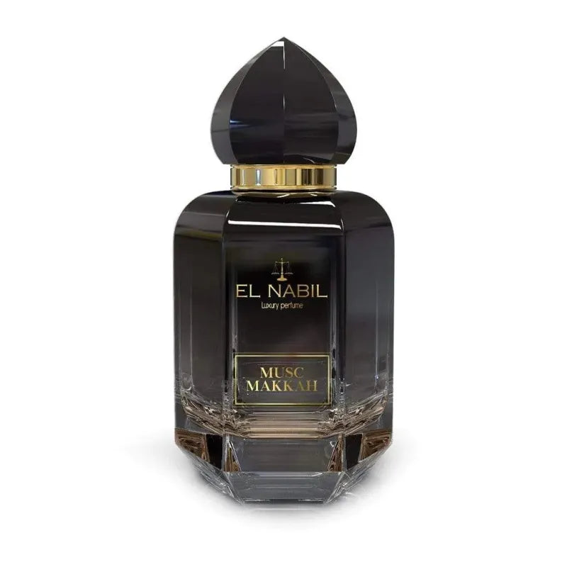 Donkere facetten parfumfles van El-Nabil Parfum Musc Makkah met zoete amber geur