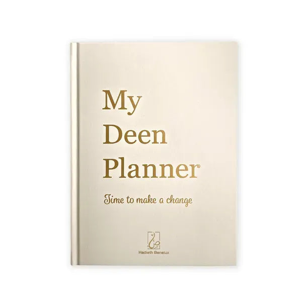 Crèmekleurige hardcover My Deen Planner Beige met goudfolie en minimalistisch design