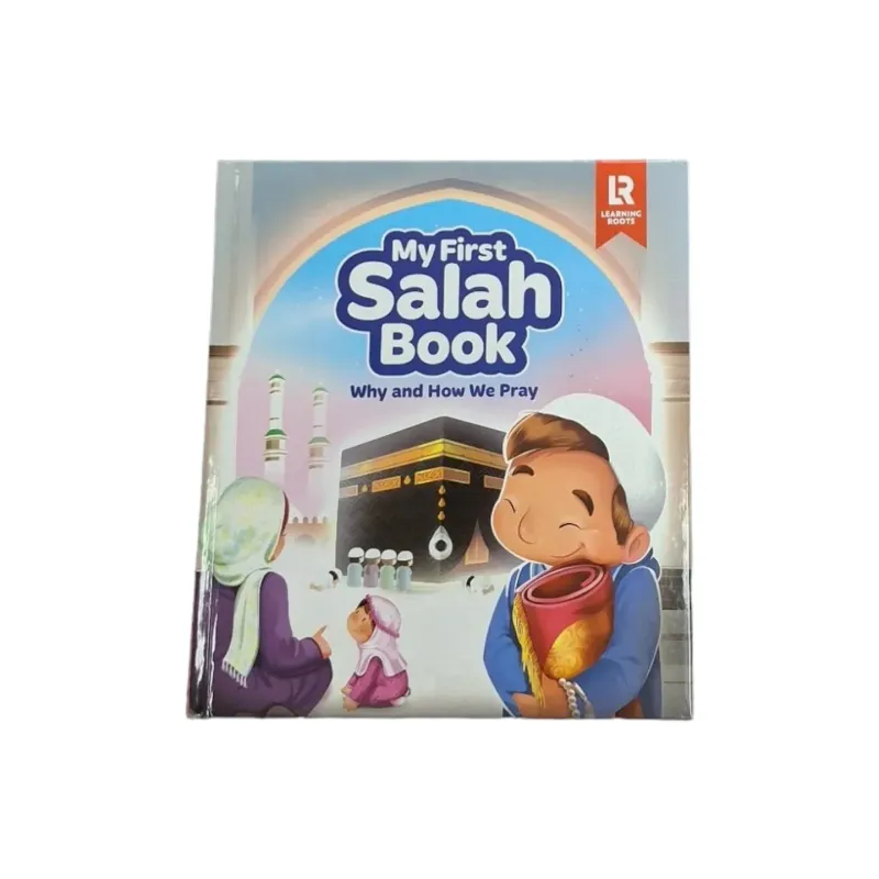 My first salah book children’s educational book with colorful illustrations of kids praying near the kaaba