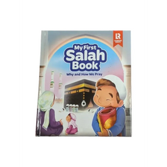 My first salah book children’s educational book with colorful illustrations of kids praying near the kaaba