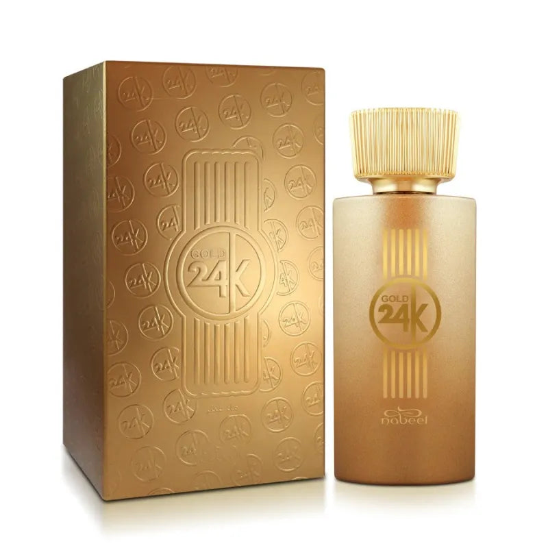 Nabeel Parfumspray Gold 24K fles met elegante, metallic afwerking en slank ontwerp