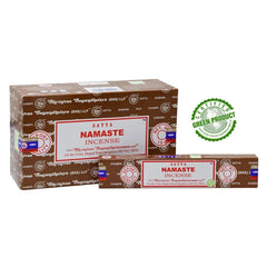 Satya Incense wierookstokjes en Namaste Wierookstokjes in een doos en een enkele stok