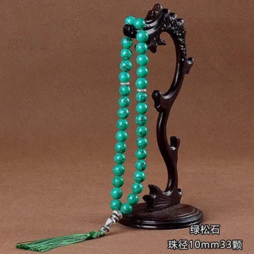Groene natuurlijke steentjes tasbeeh met kwastje voor gebed en meditatie