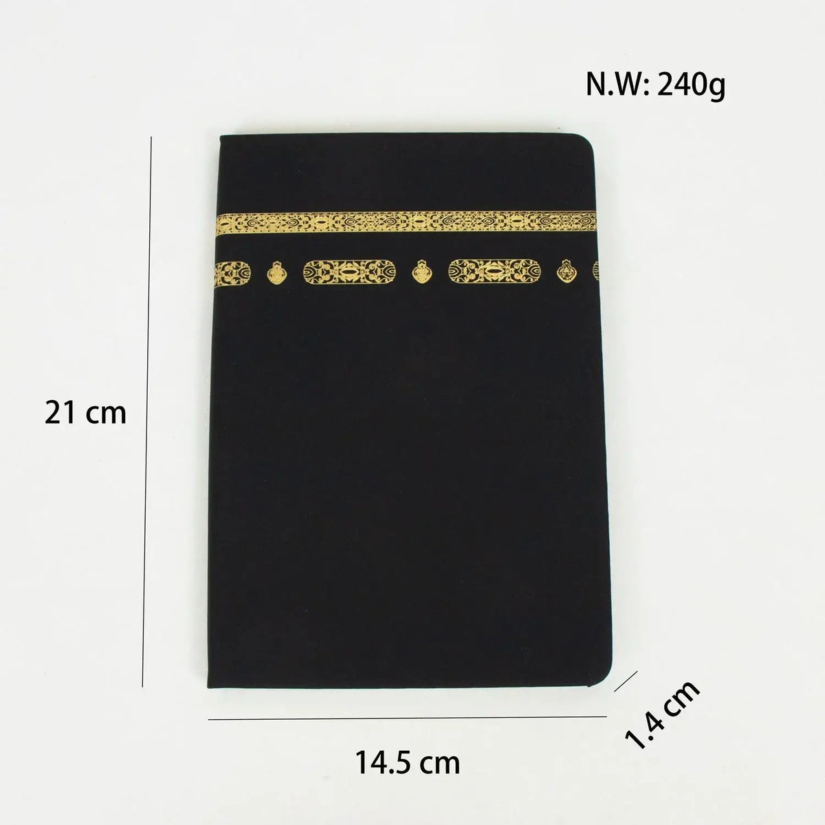 Notitieboek A5 – zwart met goudfolie Kaaba design - Islamboekhandel.nl