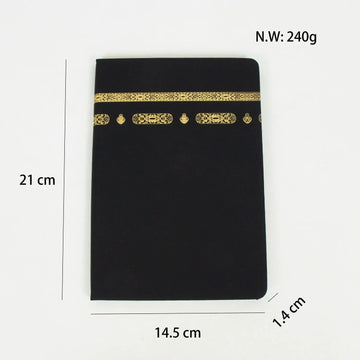 Notitieboek A5 – zwart met goudfolie Kaaba design - Islamboekhandel.nl