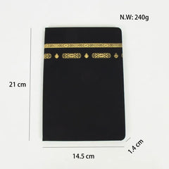 Zwart A5-notitieboek met goudfolie Kaaba-design en decoratieve banden
