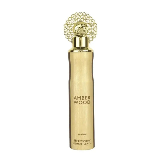 Goldkleurige nusuk amber wood luchtverfrisser met sierlijke kanten dop 300 ml